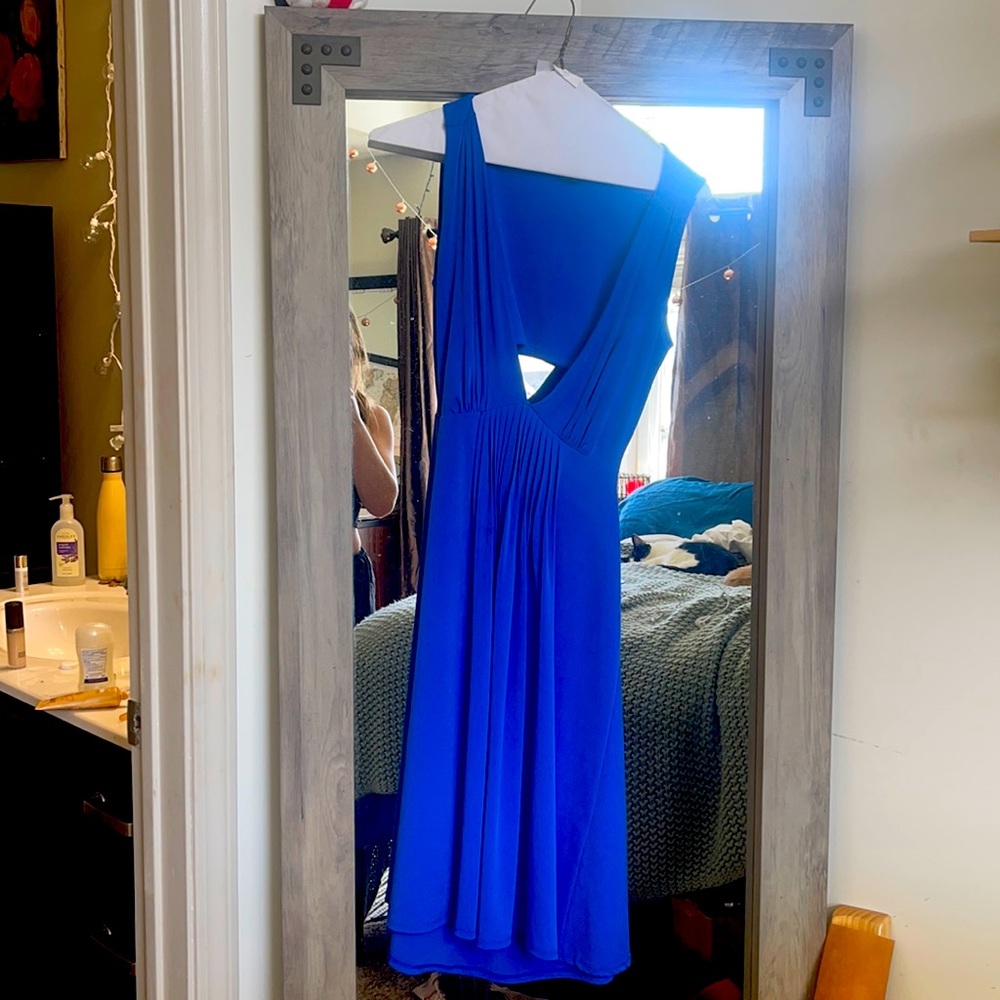 Classy blue midi knee length dress